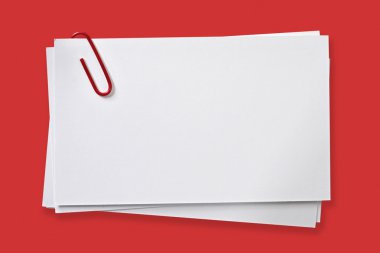 Blank Cards with Red Paper Clip clipart