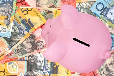 Piggy Bank on Australian Money clipart