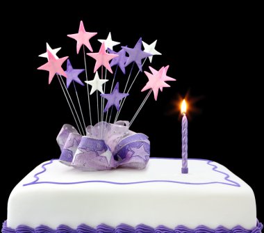 Cake with Single Candle clipart