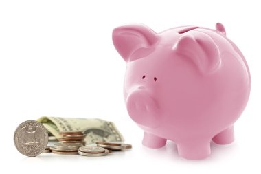 Piggy Bank with Money clipart