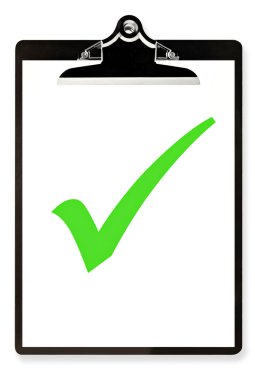 Clipboard with Green Tick clipart