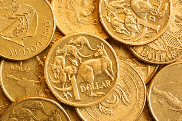 Achtergrond van Australische één dollar munten — Stockfoto