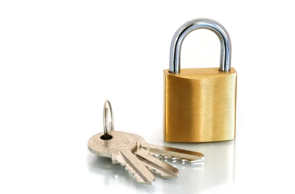 Brass Padlock and Keys — Stock Photo, Image