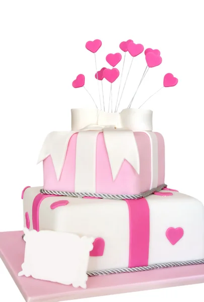 Rózsaszín szív torta — 스톡 사진