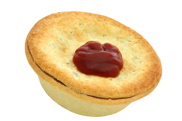Aussie Meat Pie and Sauce — Stock Photo, Image