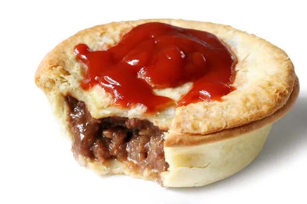 Aussie Meat Pie and Sauce — Stock Photo, Image