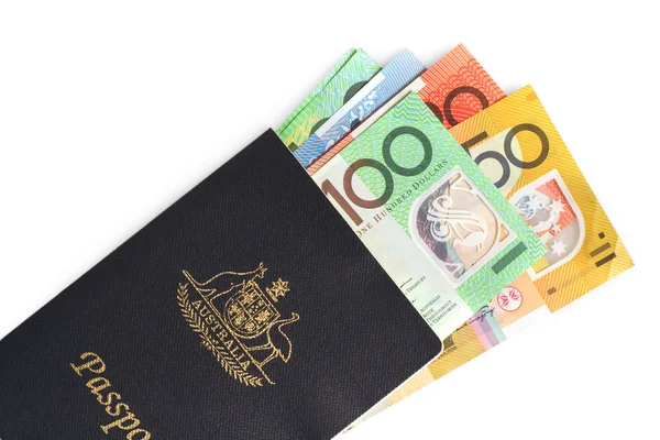 Australischer Pass und Geld — Stockfoto