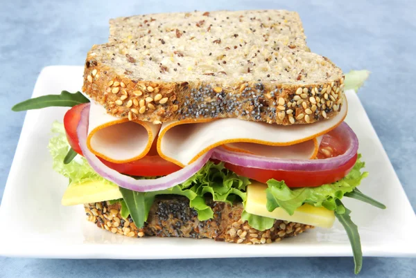 Sanduíche de frango e salada — Fotografia de Stock