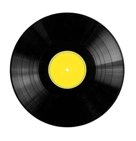 Disque vinyle avec étiquette jaune — Photo