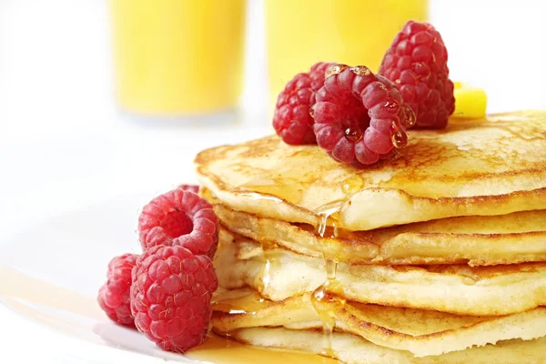 Pancakes with Raspberries — Stock Photo, Image