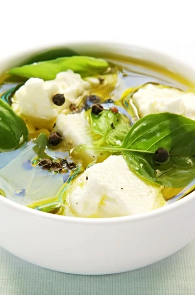 Basil-Flavored Goat's Cheese — Stock Photo, Image
