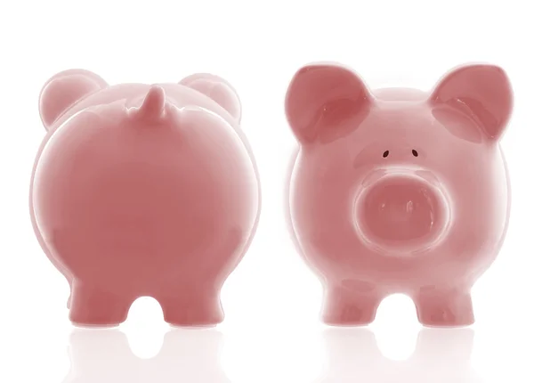 Roze spaarpot voor- en achterzijde — Stockfoto