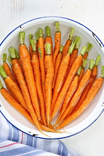 Preparing Baby Carrots — Stock Photo, Image