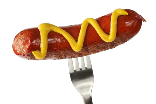 Hot dog z musztardą — Zdjęcie stockowe