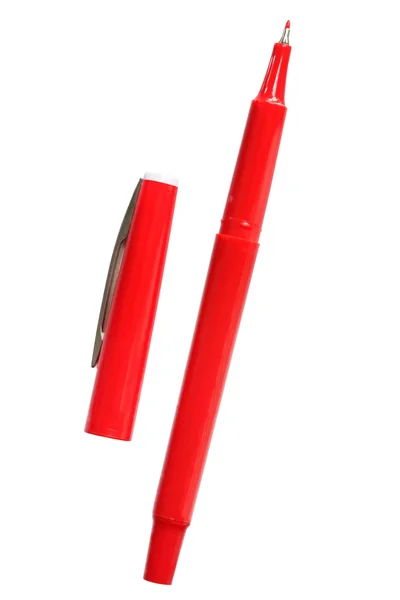 Червоною ручкою (із шляхом) — стокове фото