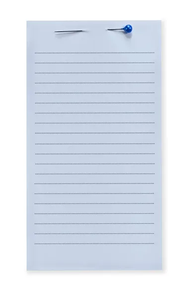 Blue note papier met pin — Stockfoto