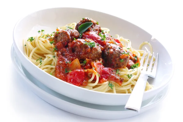 Spaghettis et boulettes de viande — Photo