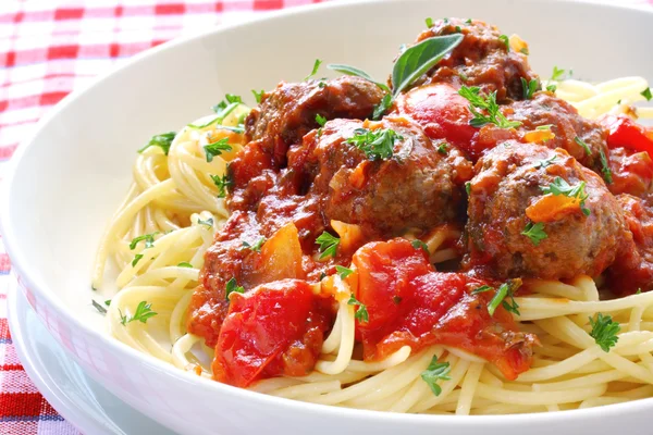 Spagetti és húsgombóc — Stock Fotó