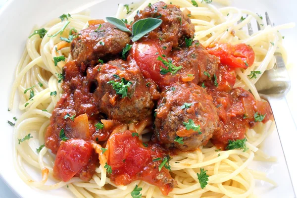 Spagetti és húsgombóc — Stock Fotó