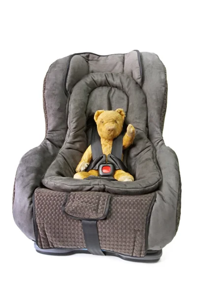 Auto stoel met teddy — Stockfoto