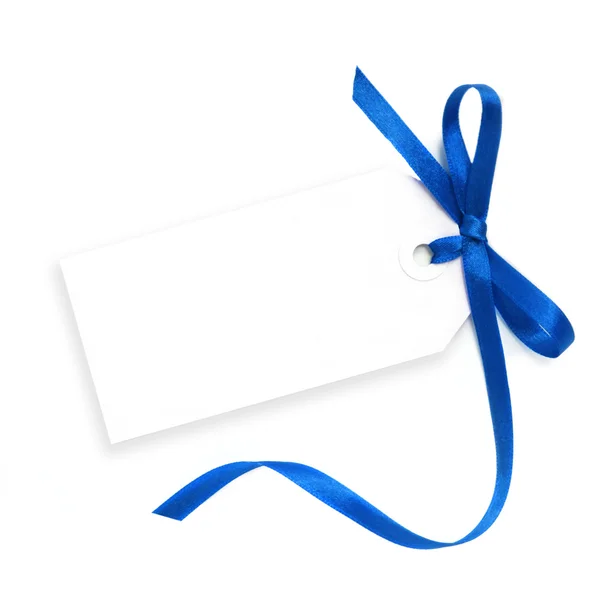Blank Tag with Blue Ribbon — Stock Photo, Image