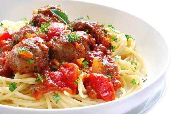 Spaghettis et boulettes de viande — Photo