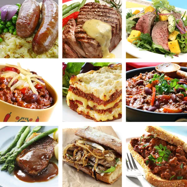 Rundvlees maaltijden collage — Stockfoto