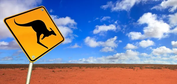 Kangaroo Vägmärke — Stockfoto