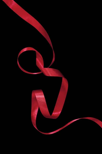Red Ribbon on Black — Stock Photo, Image