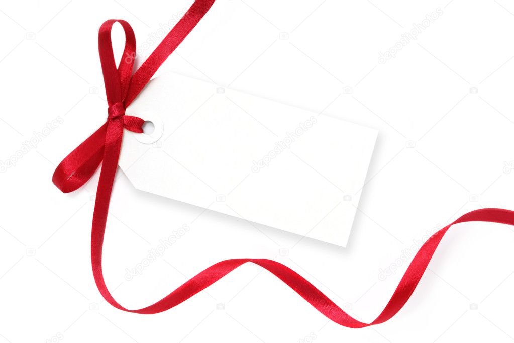 Blank Tag with Red Ribbon