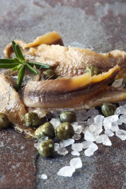 Anchovies with Capers and Sea Salt clipart