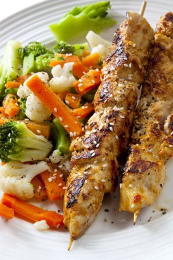 Chicken Skewers and Vegetables clipart