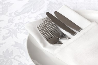 White Linen Place Setting clipart