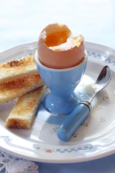 Круто яйця і тости солдати — стокове фото