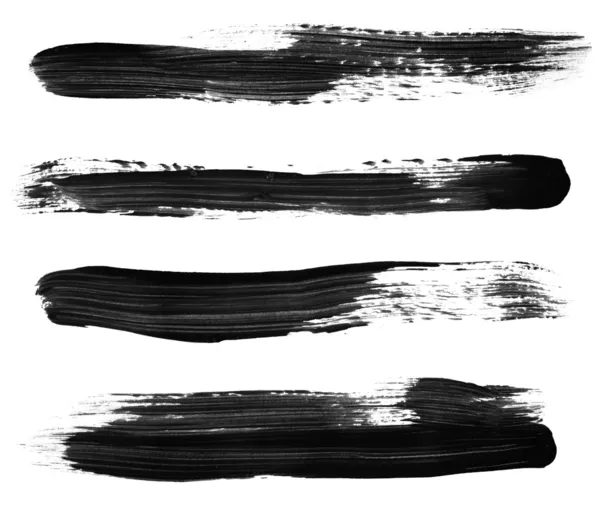 Zwarte verf penseelstreken — Stockfoto
