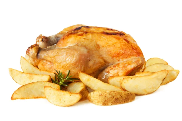 Roast chicken with Potato Wedges — Stock Photo, Image