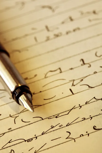 Shorthand and Fountain Pen — Stockfoto