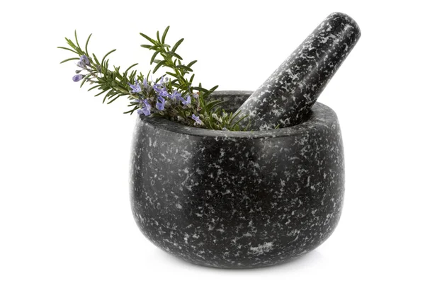 Mortar and Pestle with Rosemary — Stock Photo, Image