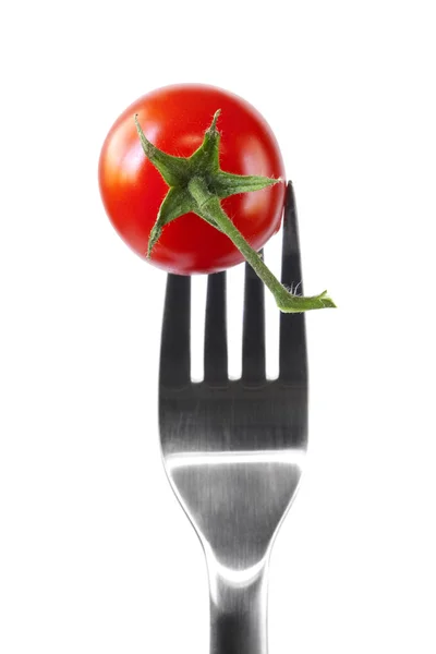 Çatal üzerinde domates — Stok fotoğraf