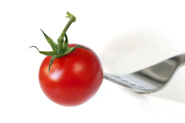 番茄和叉子上碗 — 图库照片