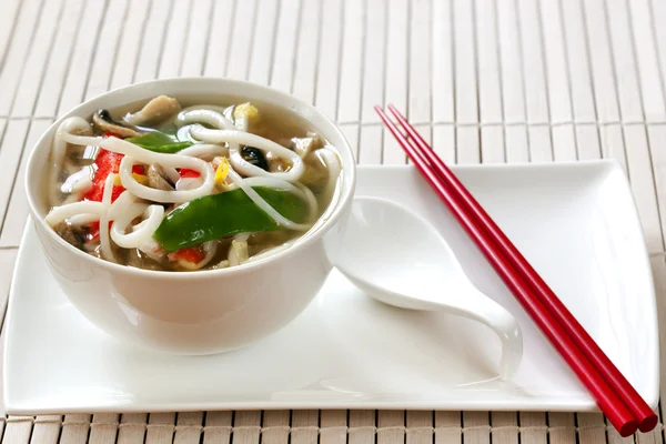 Zupa z makaronem Udon — Zdjęcie stockowe