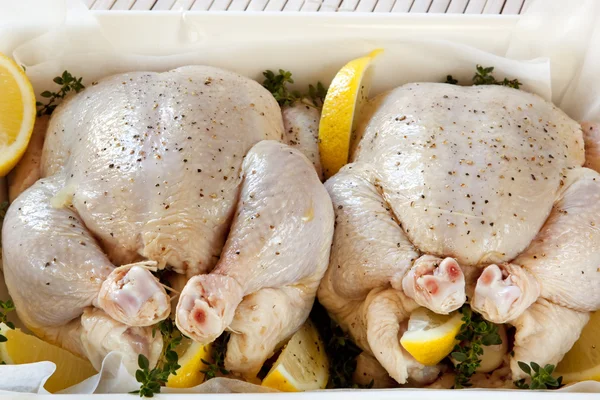 Preparing Chickens for Roasting — Stock Photo, Image