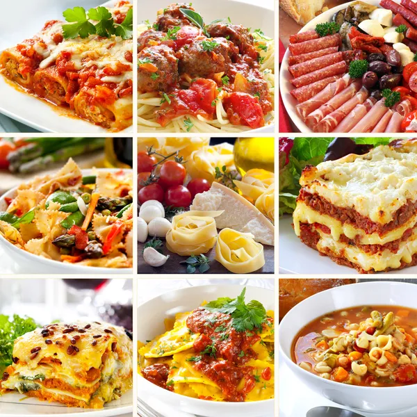 Colagem de alimentos italianos — Fotografia de Stock