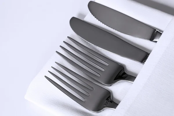 Cutlery and White Linen — Stock Photo, Image
