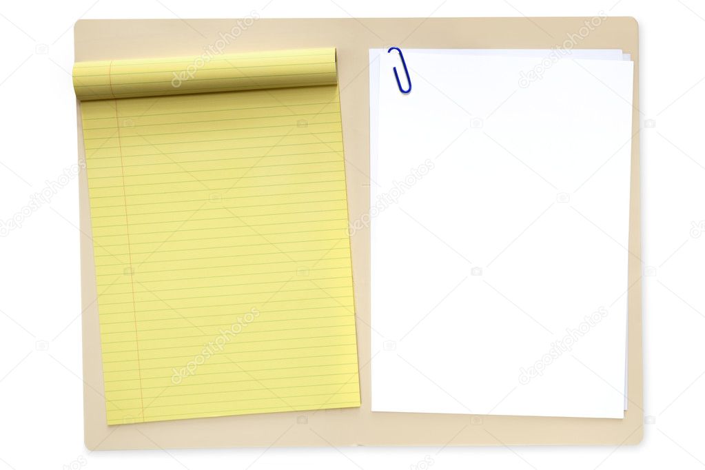 File Folder with Notepad and Paper
