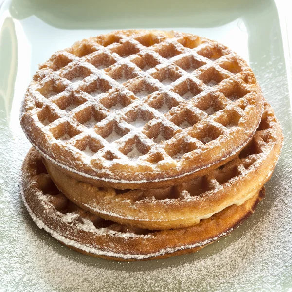 Waffles with Powdered Sugar — Stock Photo, Image