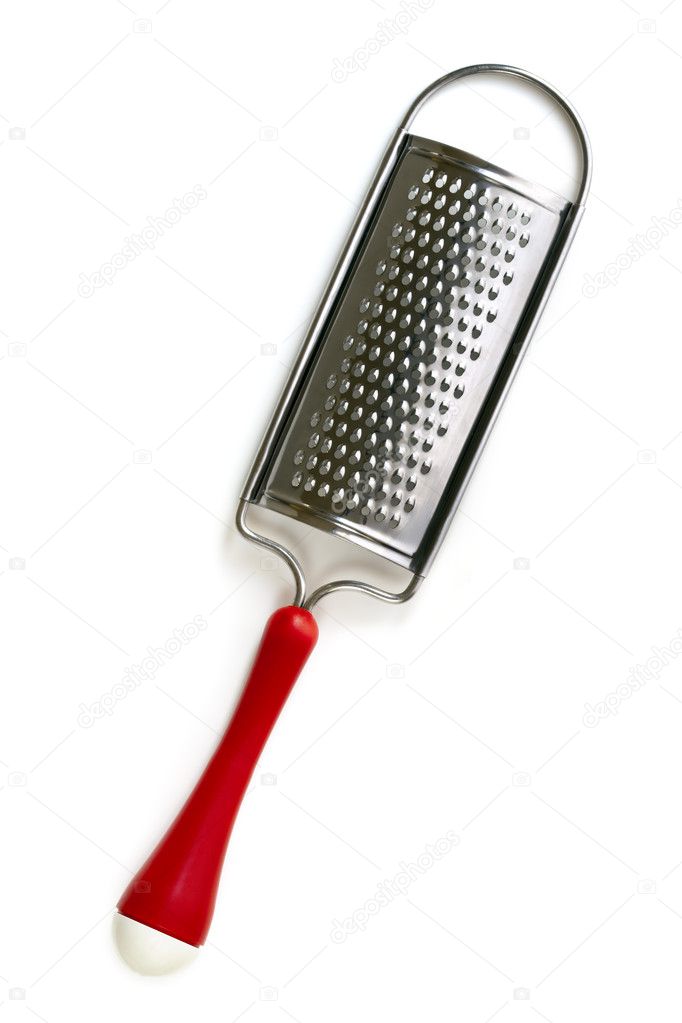 Grater in stainless steel isolated on white background /// cheese
