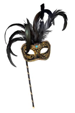 Venetian mask with handle clipart