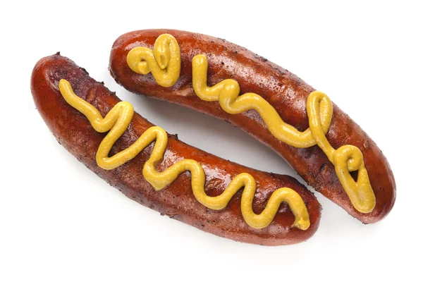 Hotdogs mit Senf — Stockfoto