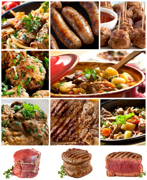 Imágenes de carne Collage — Foto de Stock